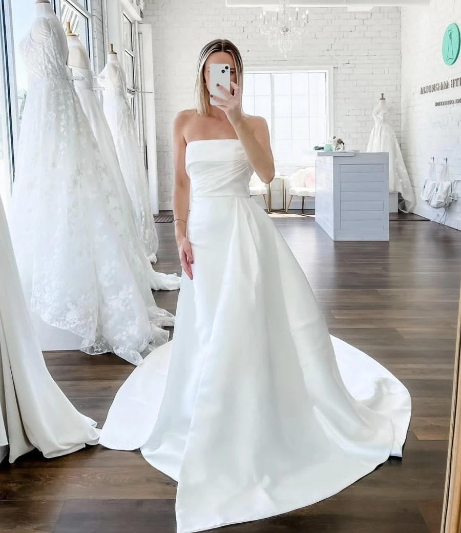 

Mermaid Wedding Dress Strapless With Detachable Skirt Bridal Gown For Women Customize To Measures Stunning Robe De Mariee 2024