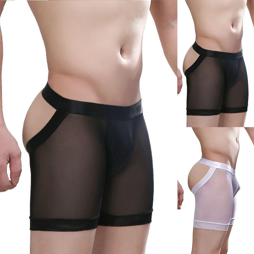 Open Butt Mens Underwear Erotic Long Leg Boxers Breathable Comfort Boxer Shorts Ice Silk Bare Buttocks Sheer Panties Underpant
Open Butt Mens Underwear Erotic Long Leg Boxers Breathable Comfort Boxer Shorts Ice Silk Bare Buttocks Sheer Panties Underpant