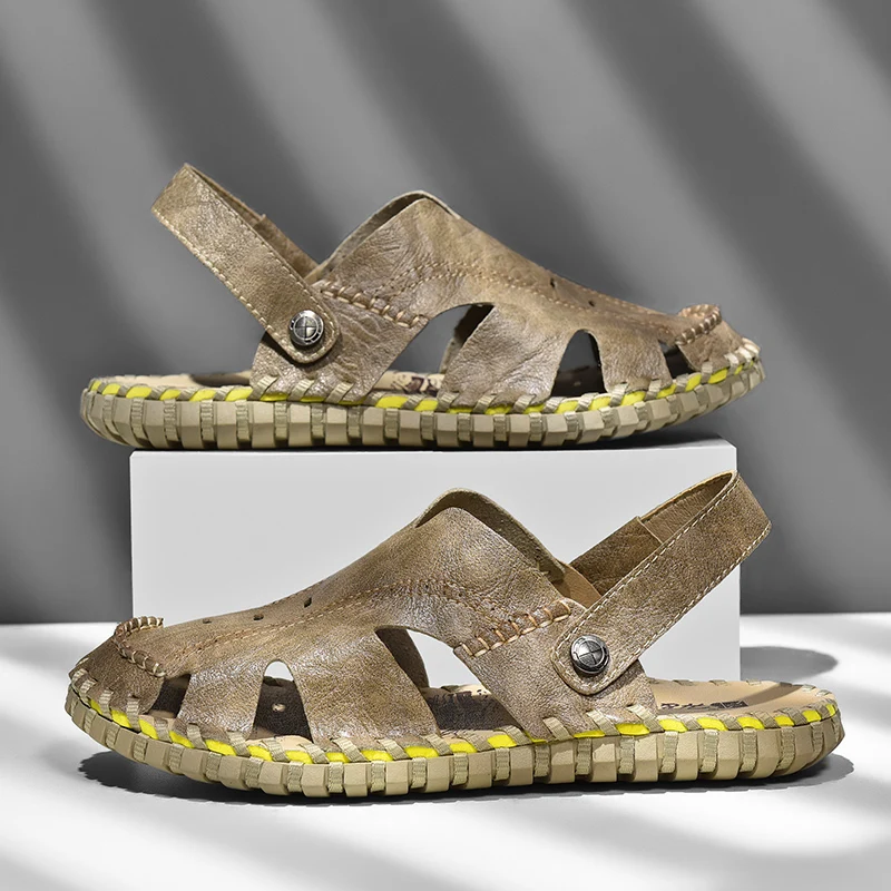 Сандалии мужские уличные из натуральной кожи, Нескользящие, с мягкой подошвой, водонепроницаемые, роскошные пляжные тапочки, лето 2023
Сандалии мужские уличные из натуральной кожи, Нескользящие, с мягкой подошвой, водонепроницаемые, роскошные пляжные тапочки, лето 2023