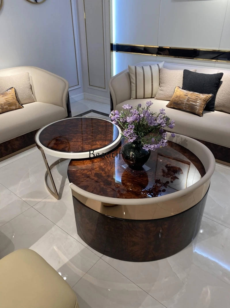 Italian Style Light Luxury Solid Wood Tea Table Living Room round Tea Table Fashion Post-Modern Furniture
Italian Style Light Luxury Solid Wood Tea Table Living Room round Tea Table Fashion Post-Modern Furniture