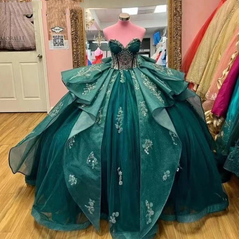 ANGELSBRIDEP 2024 Luxury Crystal Beading Emerald Green Princess Quinceanera Dresses Tulle Appliques Vestidos De 15 Años Corset
ANGELSBRIDEP 2024 Luxury Crystal Beading Emerald Green Princess Quinceanera Dresses Tulle Appliques Vestidos De 15 Años Corset