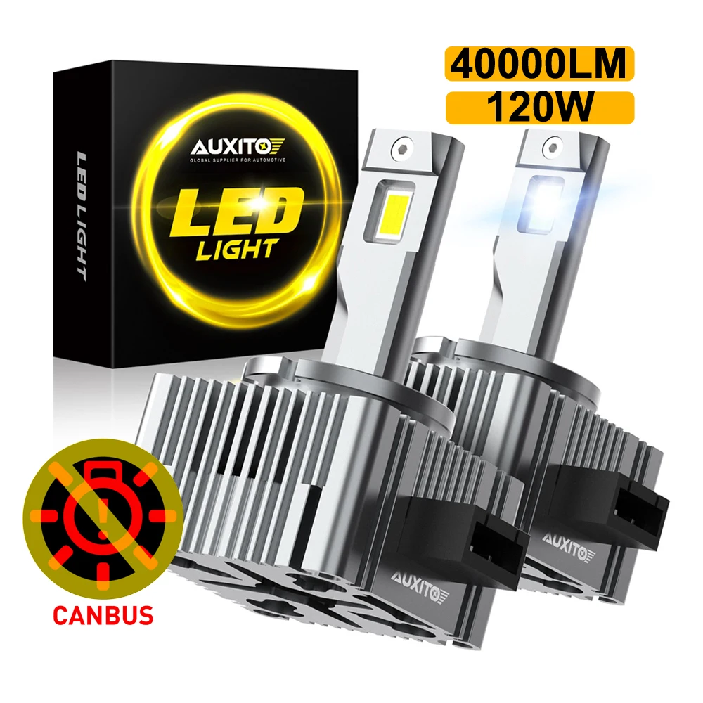 

AUXITO 2Pcs D3S LED Headlights HID D1S Turbo LED Canbus Two Sided CSP Chip Plug Play Headlight Bulb 120W 40000LM 6000k White