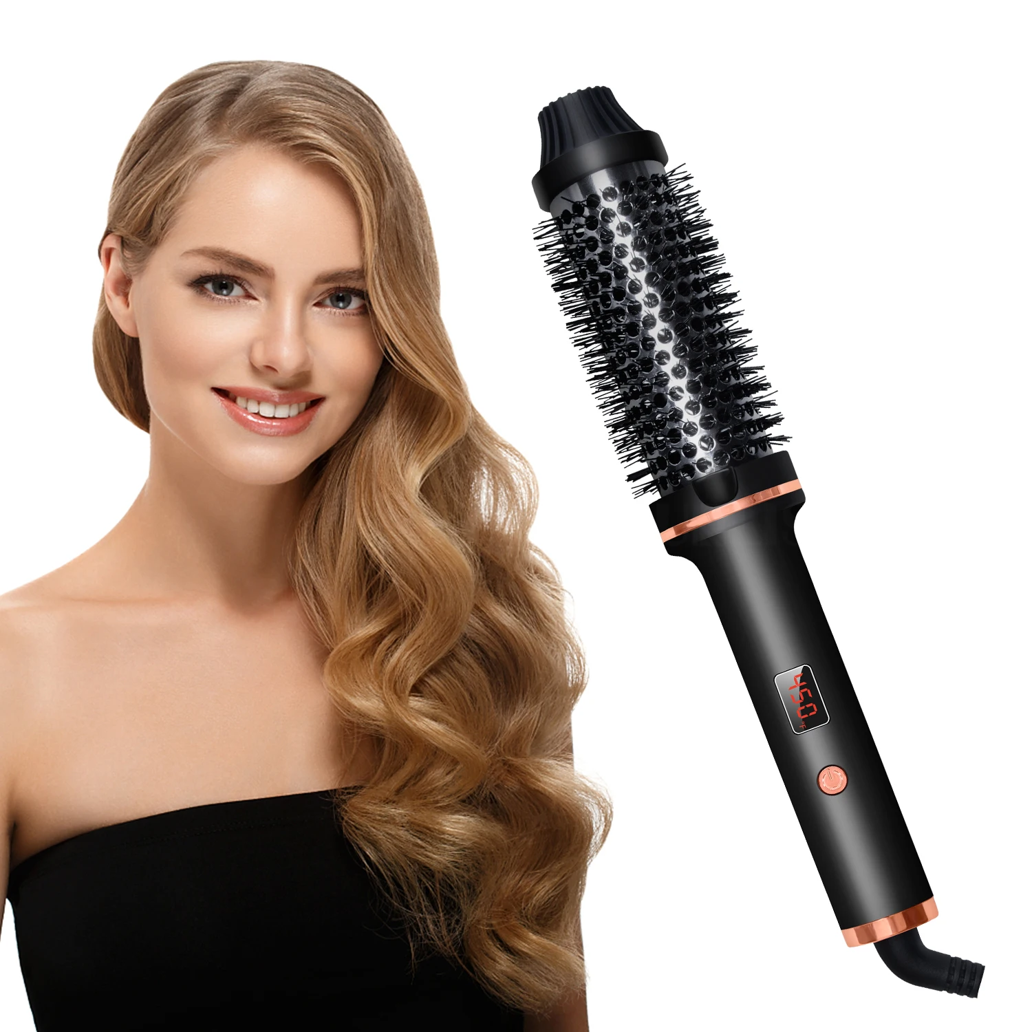 

3 In 1 Ionic Hair Curler Straightener Professional Curling Iron Heated Hair Styling Brush Anti-Scald Thermal Brush Curl Wand