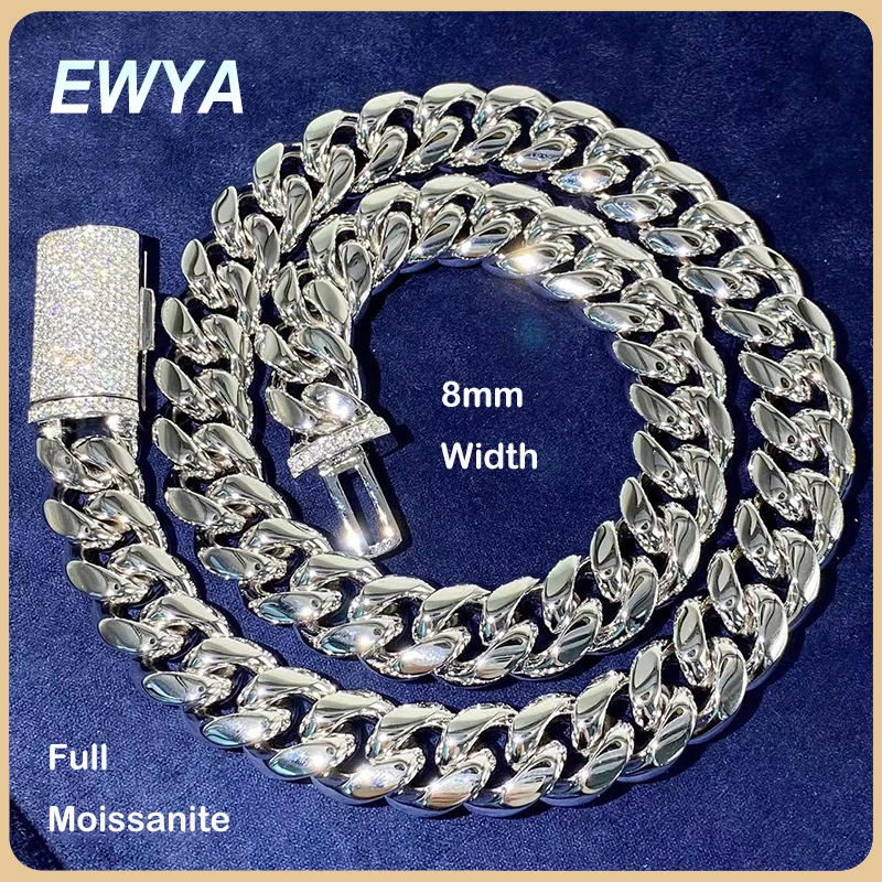 EWYA Luxury D Color Full Moissanite Cuban Chain Tennis Necklace for Men Women Stainless Steel Diamond Hip Hop 8mm Link Bracelet
EWYA Luxury D Color Full Moissanite Cuban Chain Tennis Necklace for Men Women Stainless Steel Diamond Hip Hop 8mm Link Bracelet