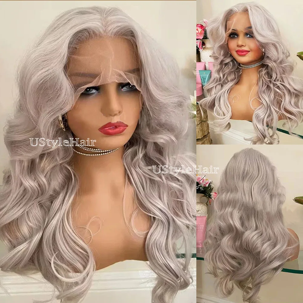 Ash Blonde Lace Wig 13x4 Long Body Wave Synthetic Wigs for Women 18-26inches Glueless Natural Hairline Daily Wear Cosplay Wigs 1 S438a35937cfd45ba9d731aaa4708cb42J