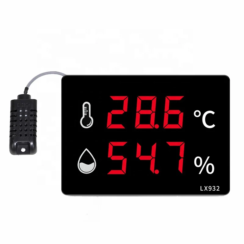 LED digital large display screen wall-mounted external probe indoor outdoor temperature humidity measuring instruments
LED digital large display screen wall-mounted external probe indoor outdoor temperature humidity measuring instruments