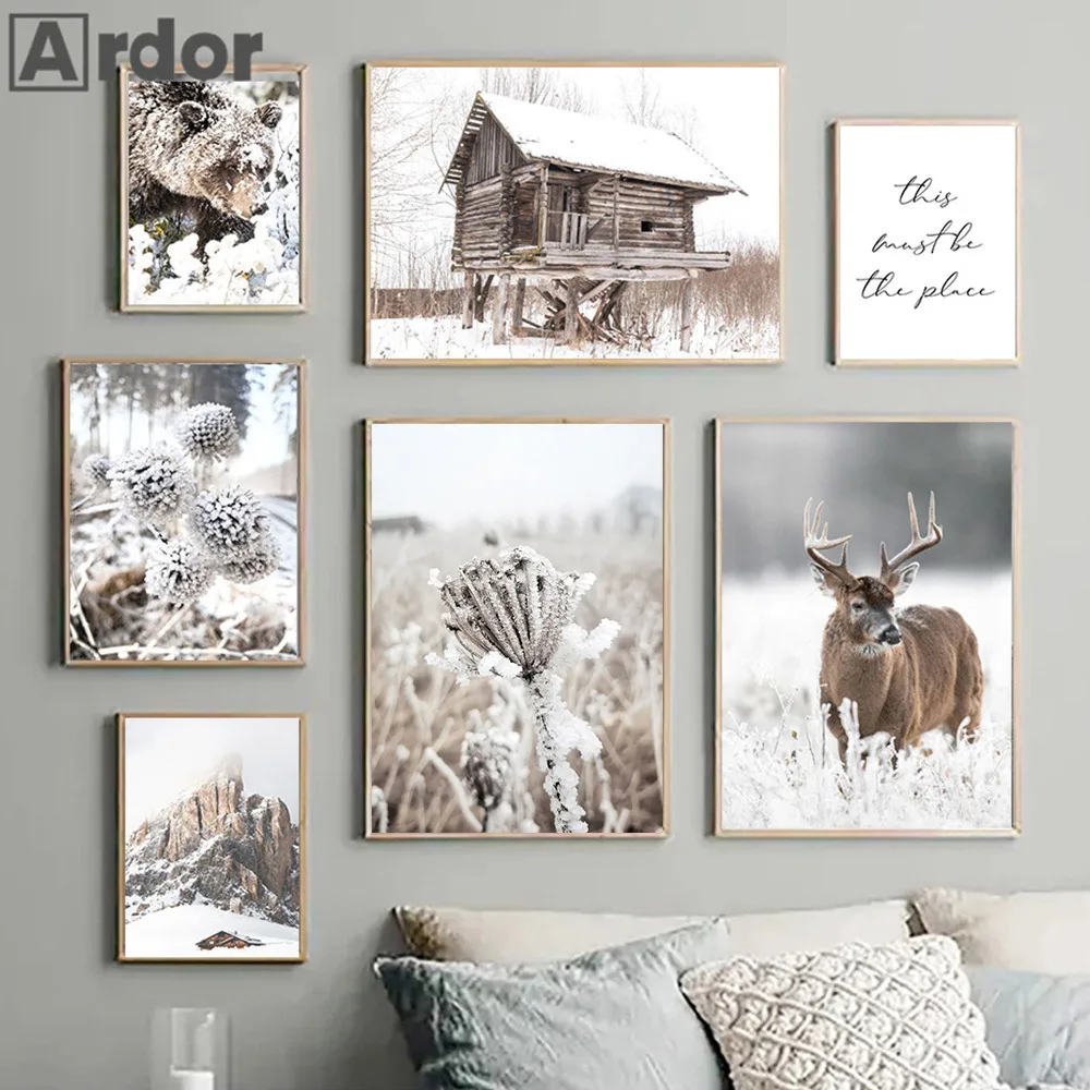 Nature Deer Bear Snow Mountain Poster Winter Landscape Art Canvas Painting House Print Nordic Wall Pictures Living Room Decor
Nature Deer Bear Snow Mountain Poster Winter Landscape Art Canvas Painting House Print Nordic Wall Pictures Living Room Decor