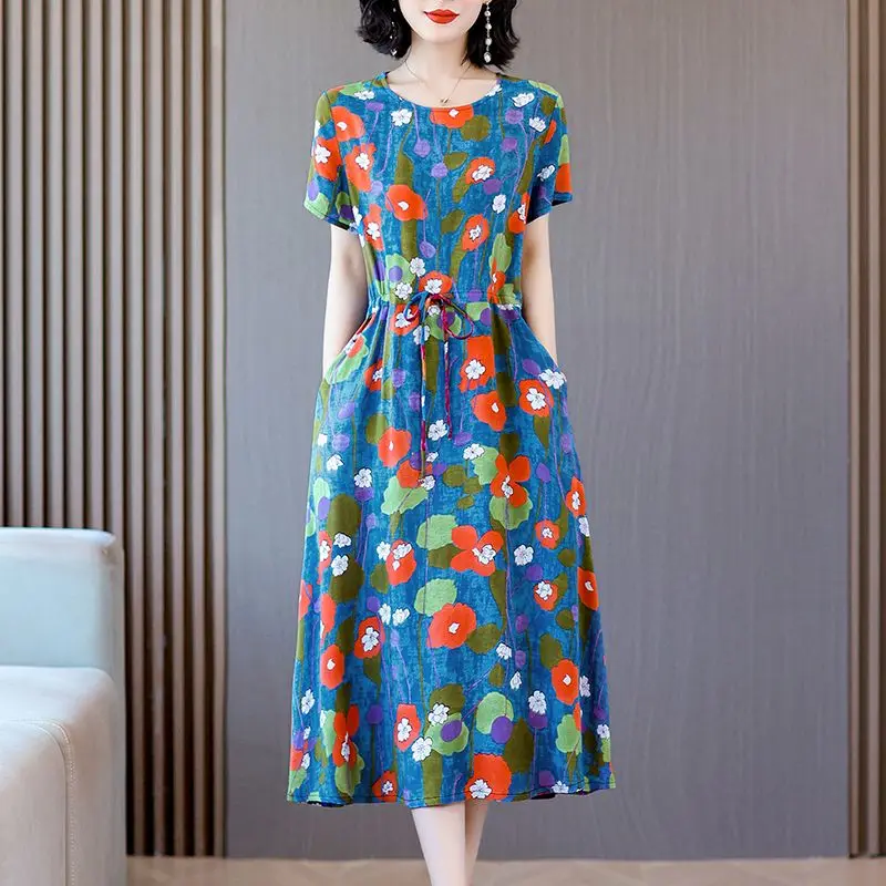 Women Summer Fashion Elegant Printing Appear Thin Ethnic Style Midi Dress Women Clothes Casual All-match Short Sleeve Dresses
Women Summer Fashion Elegant Printing Appear Thin Ethnic Style Midi Dress Women Clothes Casual All-match Short Sleeve Dresses