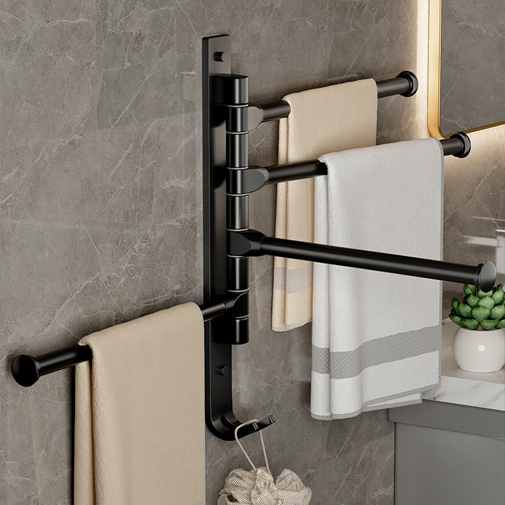 Bathroom Towel Rack Rotatable Towel Holder Aluminum 2/3/4/5 Towel Bars Kitchen Shelf Hanger Wall Mounted Bathroom Accessories
Bathroom Towel Rack Rotatable Towel Holder Aluminum 2/3/4/5 Towel Bars Kitchen Shelf Hanger Wall Mounted Bathroom Accessories