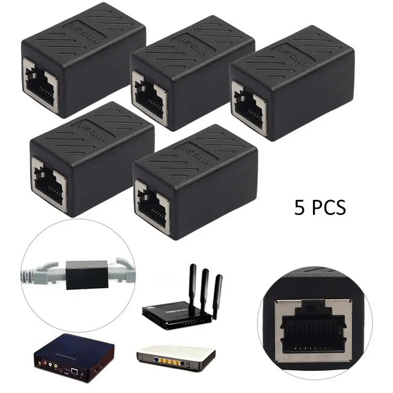 5Pcs Extender Connector Ethernet Cat5e RJ-45 Female Network LAN Connector Adapter 3.8*2cm Plates Jacks Durable
5Pcs Extender Connector Ethernet Cat5e RJ-45 Female Network LAN Connector Adapter 3.8*2cm Plates Jacks Durable