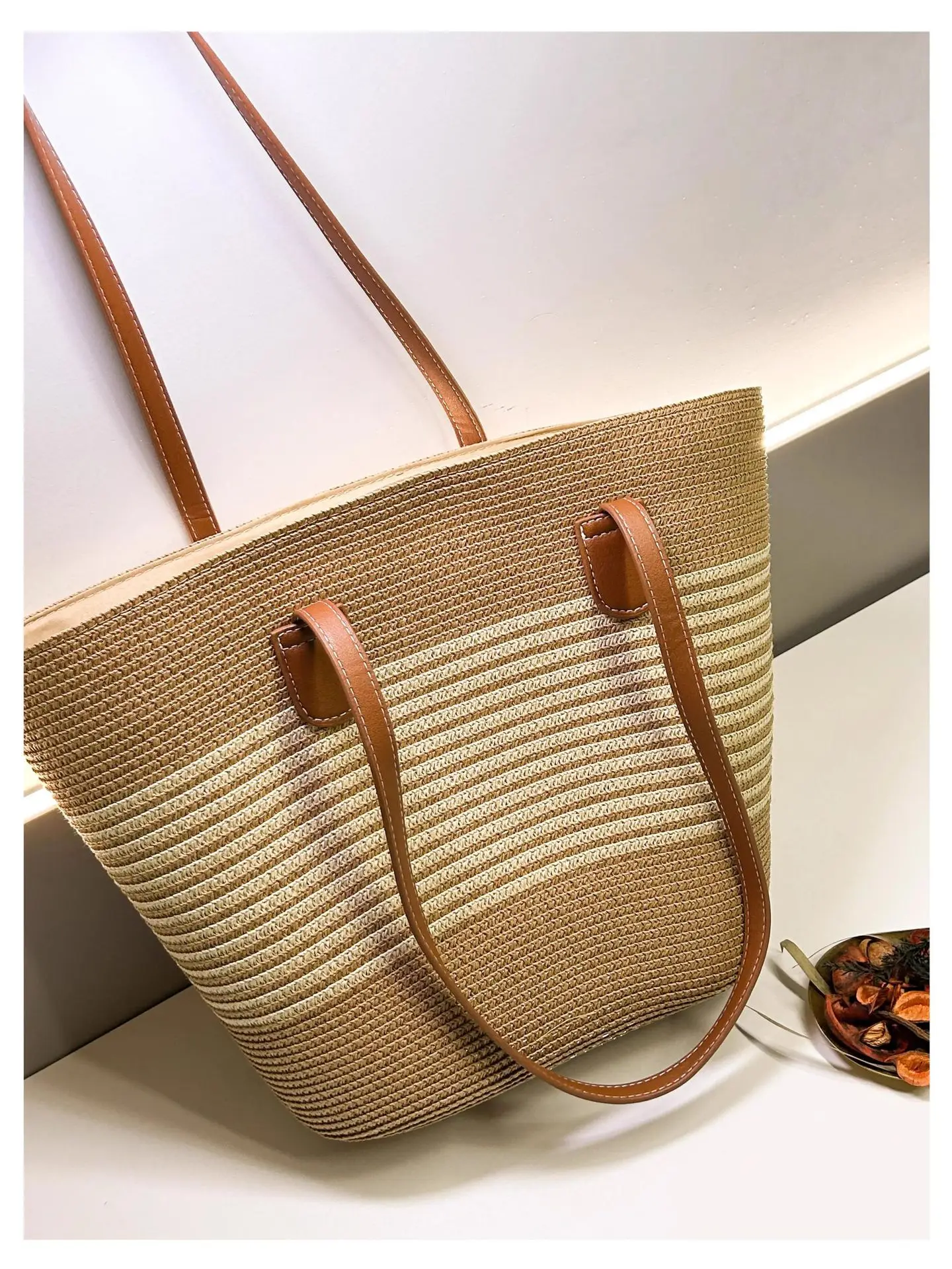 Braided Basket Beach Bag - Large Handmade Rattan Summer Tote 3 S4395817e8ec44b98b7dd74ff68d614d5G