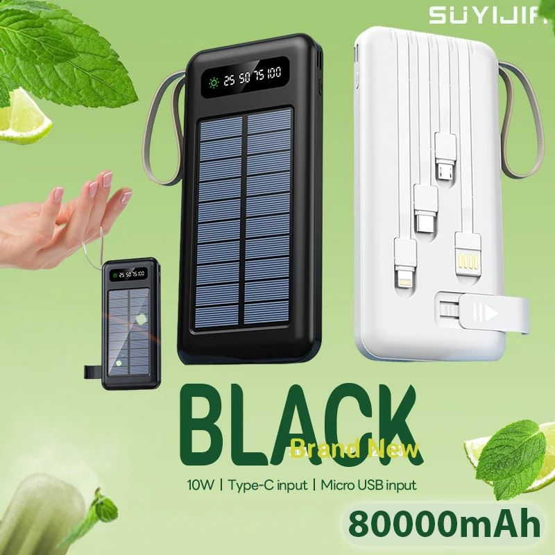 80Ah 10W Solar Power Bank Large Capacity Built-in Fast Charging Portable Charging Power Supply Type-C Detachable Charging Cable
80Ah 10W Solar Power Bank Large Capacity Built-in Fast Charging Portable Charging Power Supply Type-C Detachable Charging Cable