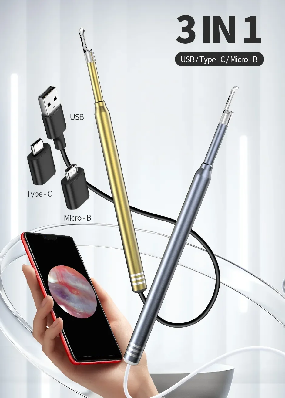 Ear Cleaning Endoscope 3 in 1 Ear Scope IP67 Waterproof Camera with 6 LED For Android Type C PC with Ear Pick Cleaning Kit 5 Mallzona S43963d3a38e5453482b5a3a11b97d25eU Ear Cleaning Endoscope 3 in 1 Ear Scope IP67 Waterproof Camera with 6 LED For Android Type C PC with Ear Pick Cleaning Kit Mallzona