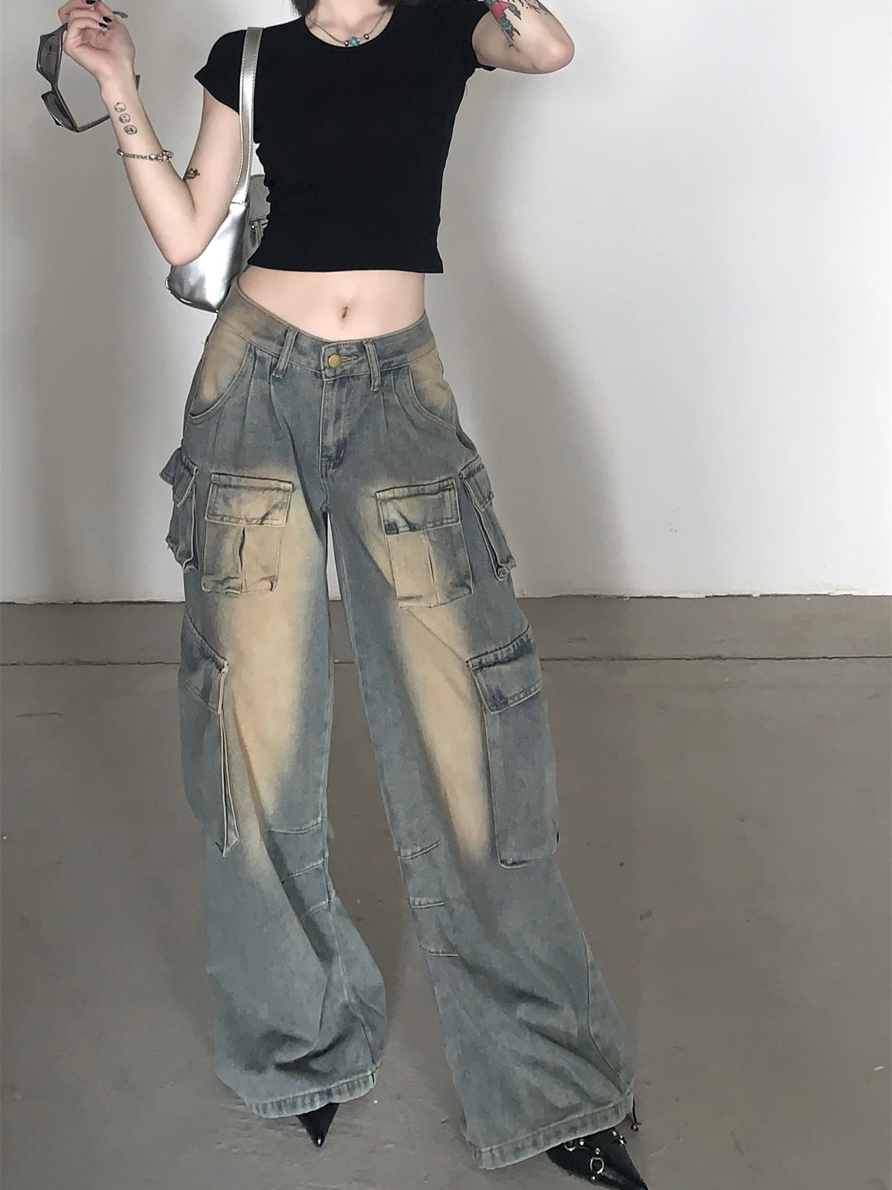 

Women Blue Baggy Vintage Jeans Y2k Cowboy Pants Aesthetic Harajuku Straight Denim Trousers Fashion 90s Emo 2000s Trashy Clothes