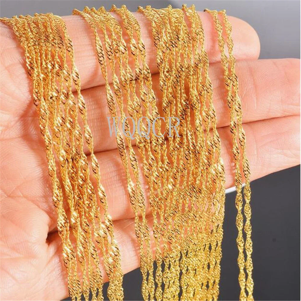 

Wholesale 5 PCS Of Bulk 18K Embossed Gold 1.6MM Gold Water Wave Chain 16",18" ,20",22",24",26",28",30Inches Applicable Pendant