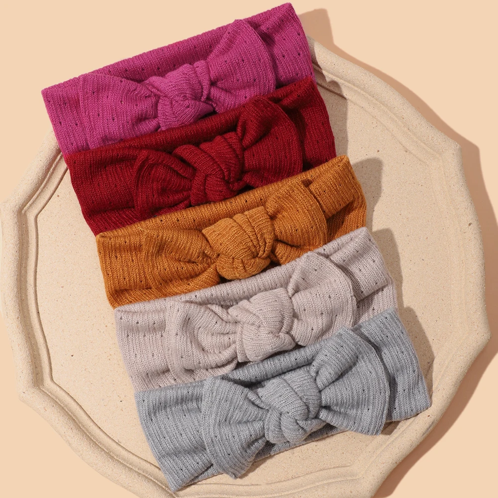 

18pc/lot Cute Wool Knit Bow Baby Headbands Newborn Solid Color Bowknot Elastic Hairbands Toddler Girls Headband Kid Head wraps