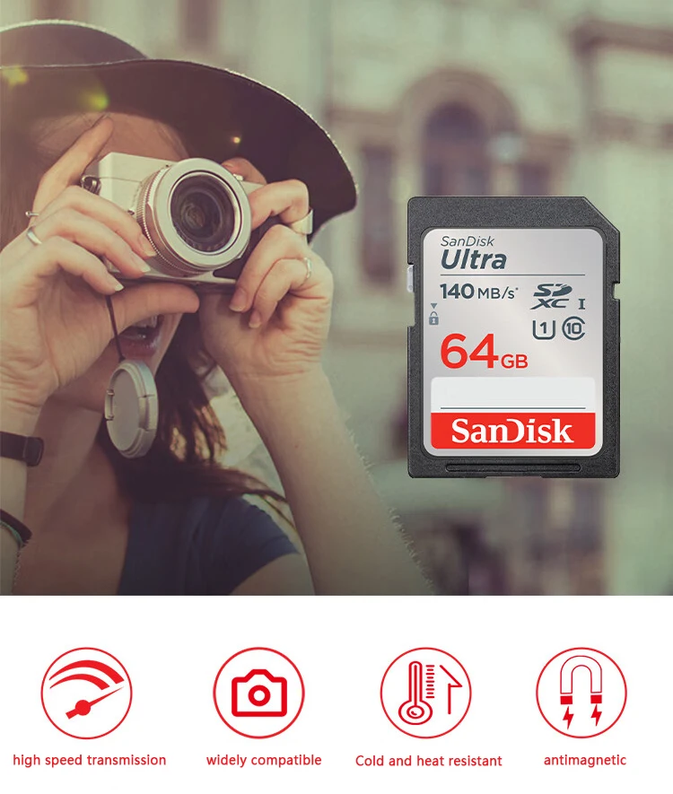 Cartão SD SanDisk Ultra SDHC SDXC C10, Max 120 Mbps: 32GB - 64GB - 128GB - 256GB - 512GB Cartão SD SanDisk Ultra SDHC SDXC C10, Max 120 Mbps: 32GB - 64GB - 128GB - 256GB - 512GB