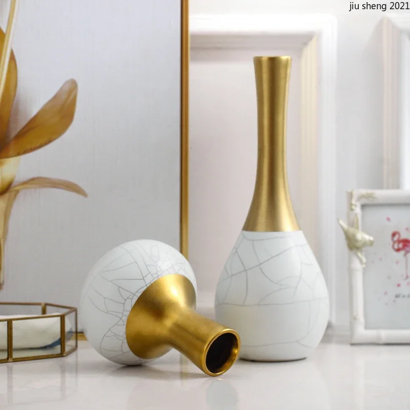 Vase Ceramic Arrangement Flower Room Craft Table European-style Decoration Small Living Gold Crack Mouth
Vase Ceramic Arrangement Flower Room Craft Table European-style Decoration Small Living Gold Crack Mouth