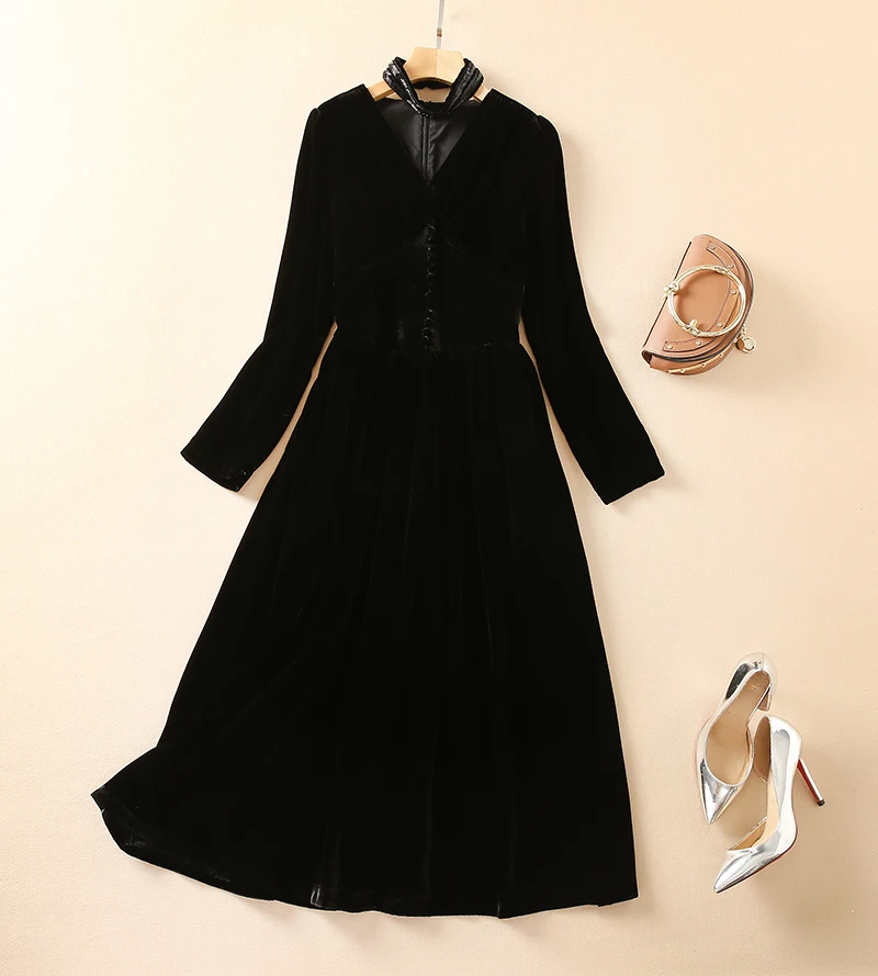 MIUXIMAO 2022 High Quality Spring&Summer Elegant Dress Long Sleeve V-Neck Solid Button Fashion Long Dress Women Vestides
MIUXIMAO 2022 High Quality Spring&Summer Elegant Dress Long Sleeve V-Neck Solid Button Fashion Long Dress Women Vestides