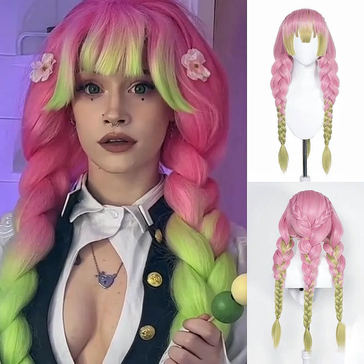 Braided wigs Anime Kanroji Mitsuri Cosplay Wigs Thickened Gradient Twist Braid Synthetic Lolita Wig
Braided wigs Anime Kanroji Mitsuri Cosplay Wigs Thickened Gradient Twist Braid Synthetic Lolita Wig