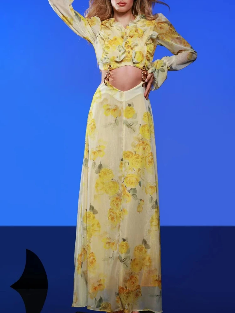 Mikydely Autumn New Long Sleeve Fairycore Print Dress Women Hollow Out Maxi Dresses
Mikydely Autumn New Long Sleeve Fairycore Print Dress Women Hollow Out Maxi Dresses