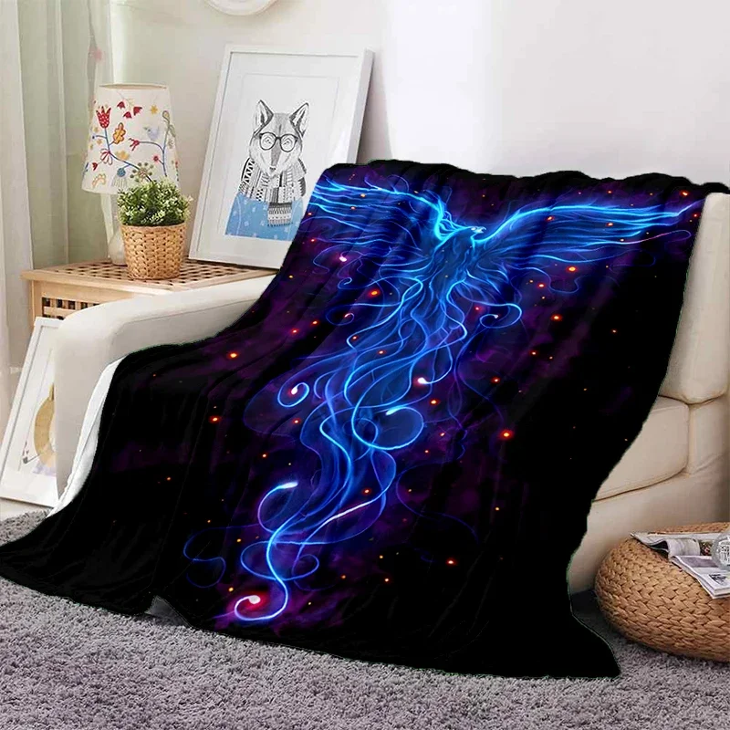 

Colorful Phoenix Pattern Flannel Throw Blanket Soft Cozy Lightweight Fashion for Home Sofa Couch Bed Decoration Girls Women Gift