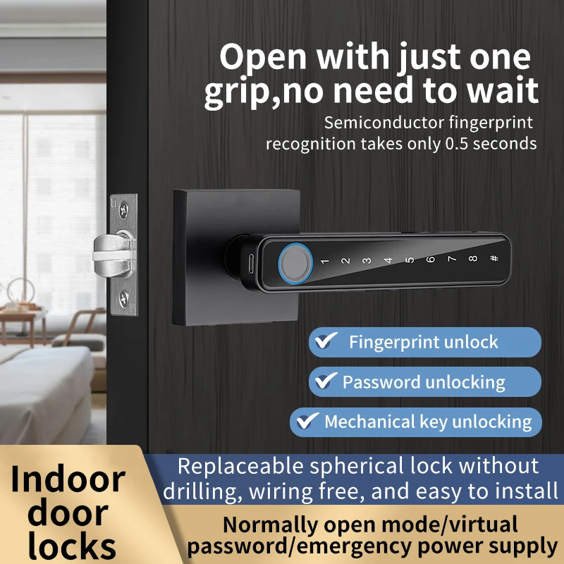 Fingerprint code lock Intelligent electronic door lock free punching easy installation of indoor electronic code lock
Fingerprint code lock Intelligent electronic door lock free punching easy installation of indoor electronic code lock