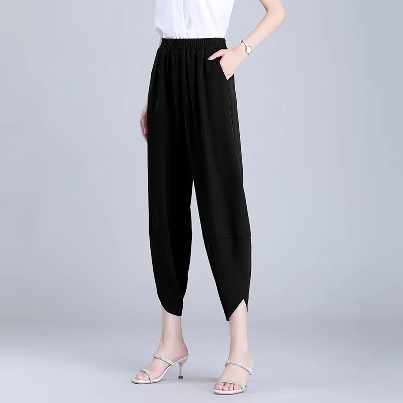 Summer 2024 New Women's Elastic High Waist Fashion Splicing Solid Color Pocket Loose Octave Carrot Lantern Harlan Casual Pants
Summer 2024 New Women's Elastic High Waist Fashion Splicing Solid Color Pocket Loose Octave Carrot Lantern Harlan Casual Pants