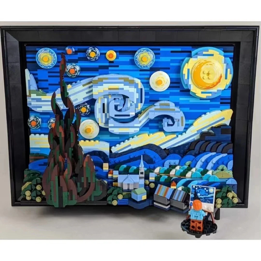 

Compatible 21333 Vincent Van Gogh The Starry Night Building Blocks Art Painting Bricks Moc Ideas Home Decorae Education Toy Gift