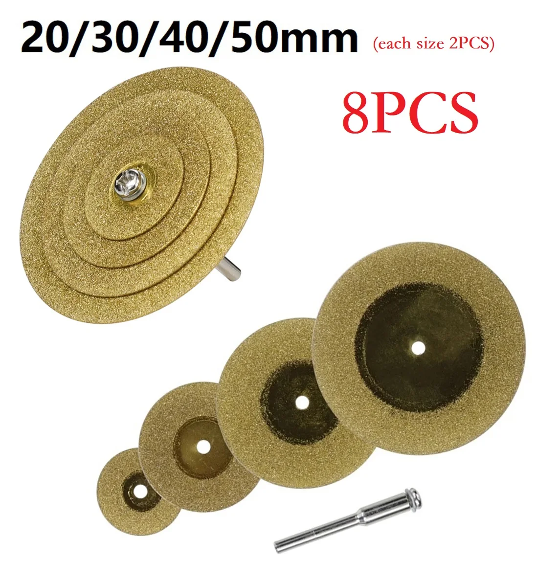 8pcs 20/30/40/50mm Mini Diamonds Cutting Disc With 3mm Shank Mandrels For Rotary Tools TiN Coated Circular Saw Blade
8pcs 20/30/40/50mm Mini Diamonds Cutting Disc With 3mm Shank Mandrels For Rotary Tools TiN Coated Circular Saw Blade
