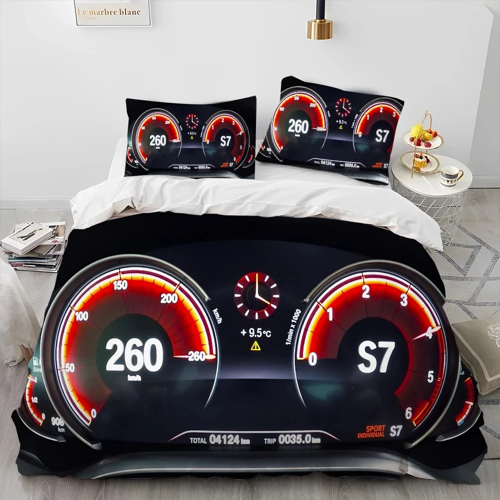 

3D Racing Car Dashboard Comforter Bedding Set,Duvet Cover Bed Set Quilt Cover Pillowcase,King Queen Size Bedding Set Adult Child