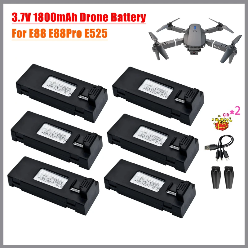 6 шт., литиевые аккумуляторы для дрона E88, 3,7 в, 1800 мАч
6 шт., литиевые аккумуляторы для дрона E88, 3,7 в, 1800 мАч