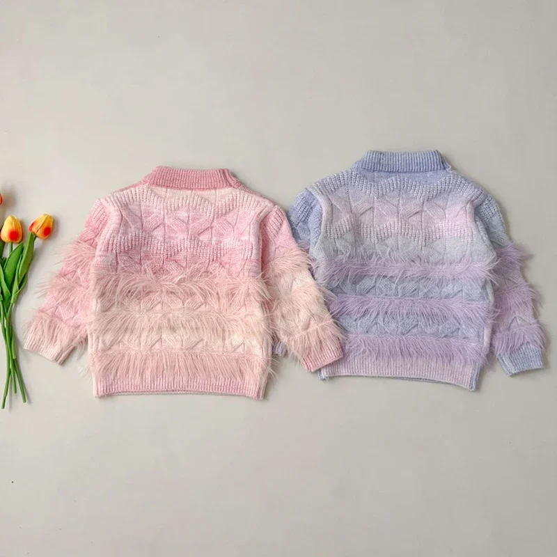 

Новинка 2024, модный милый свитер с бахромой в Корейском стиле для маленьких девочек, детский вязаный свитер на весну и осень, детская одежда
