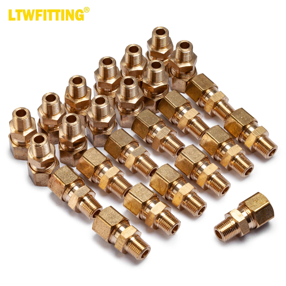 

LTWFITTING Brass 3/8-Inch OD x 1/8-Inch Male NPT Compression Connector Fitting(Pack of 25)