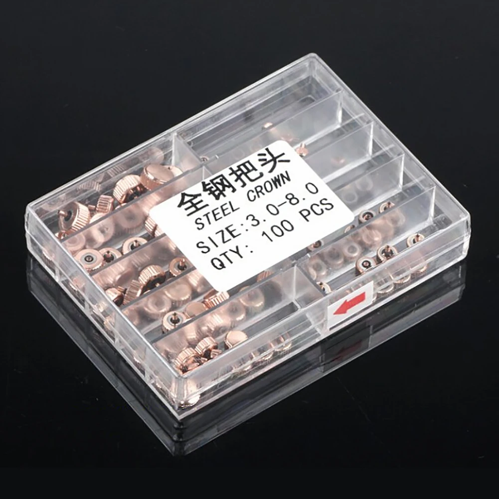 100PCS/set Quartz mechanical Watch Crowns Stainless Steel Watch Repair Tool Parts 3.0mm-8.0mm 100PCS/set Quartz mechanical Watch Crowns Stainless Steel Watch Repair Tool Parts 3.0mm-8.0mm
