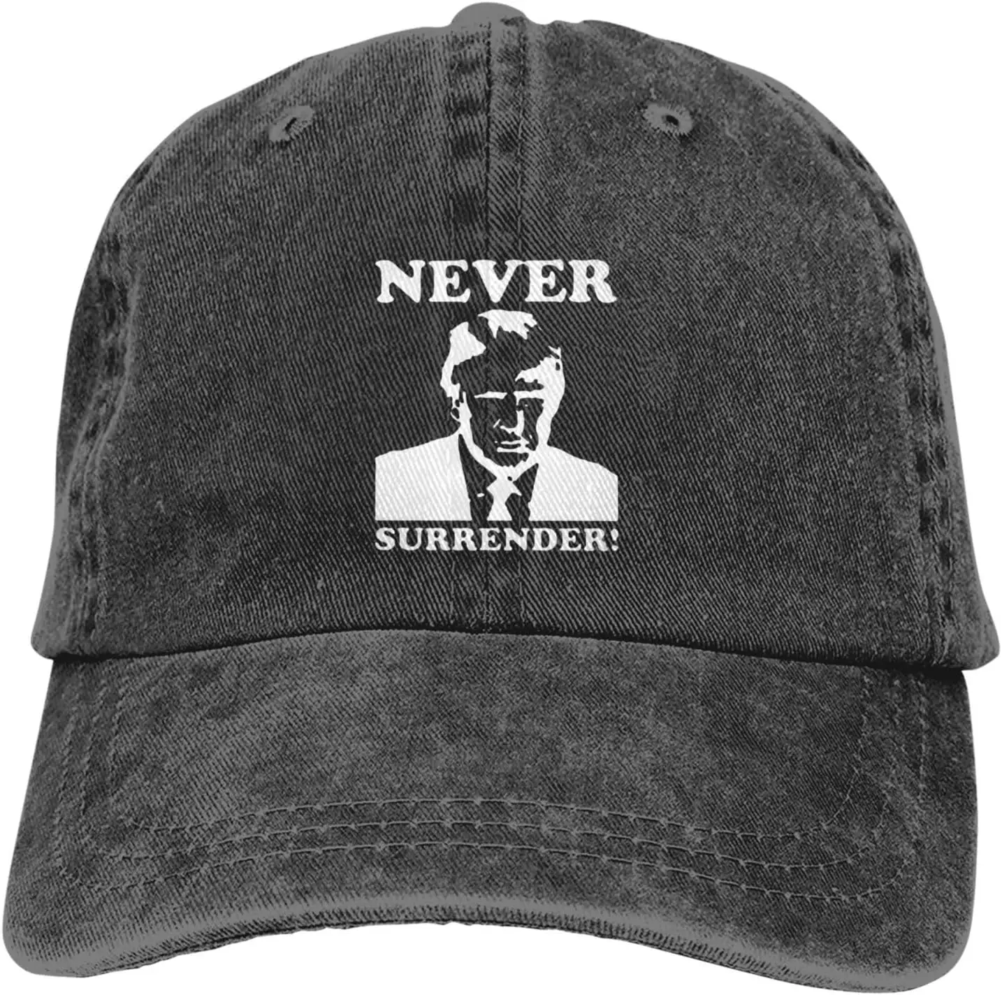 

Trump Mugshot Never Surrenders! Cowboy Hat Retro Curved Brim Dad Hat Washed Cotton Classical Black Baseball Cap