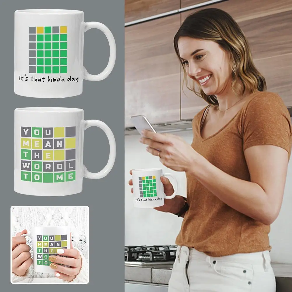 

Классическая кружка Wordle стер-мем, чашка для чая, фотографий, посуда для напитков, картина, простой кофе, круглая ручка, печатные подарки, дизайн G9l2