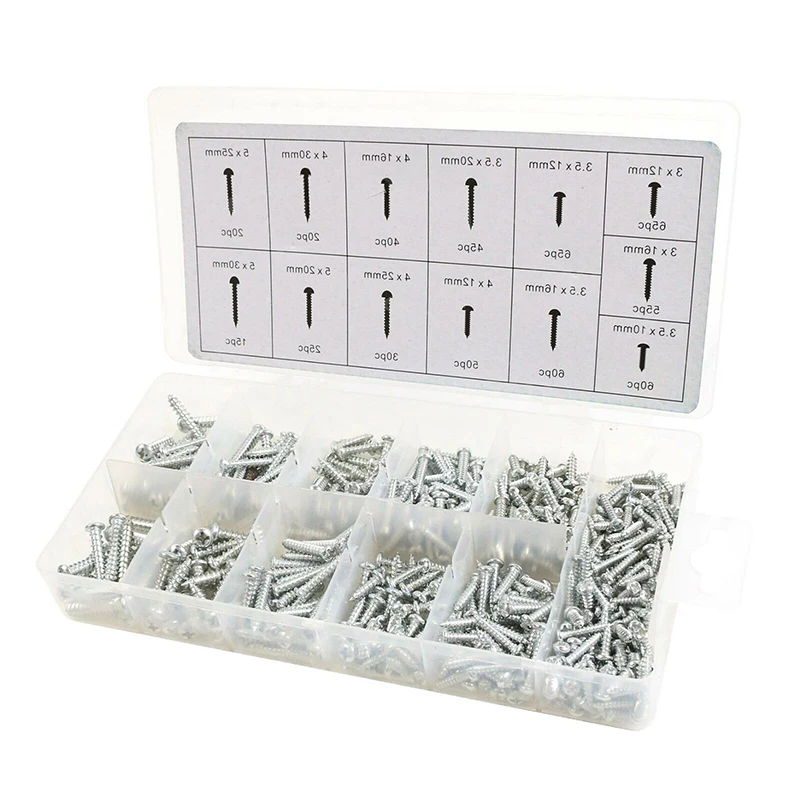 550Pcs Galvanized Phillips Pan Head Self Tapping Screw Set Wood Thread Nail Screw Assortment Kit DIY Small Screws
550Pcs Galvanized Phillips Pan Head Self Tapping Screw Set Wood Thread Nail Screw Assortment Kit DIY Small Screws