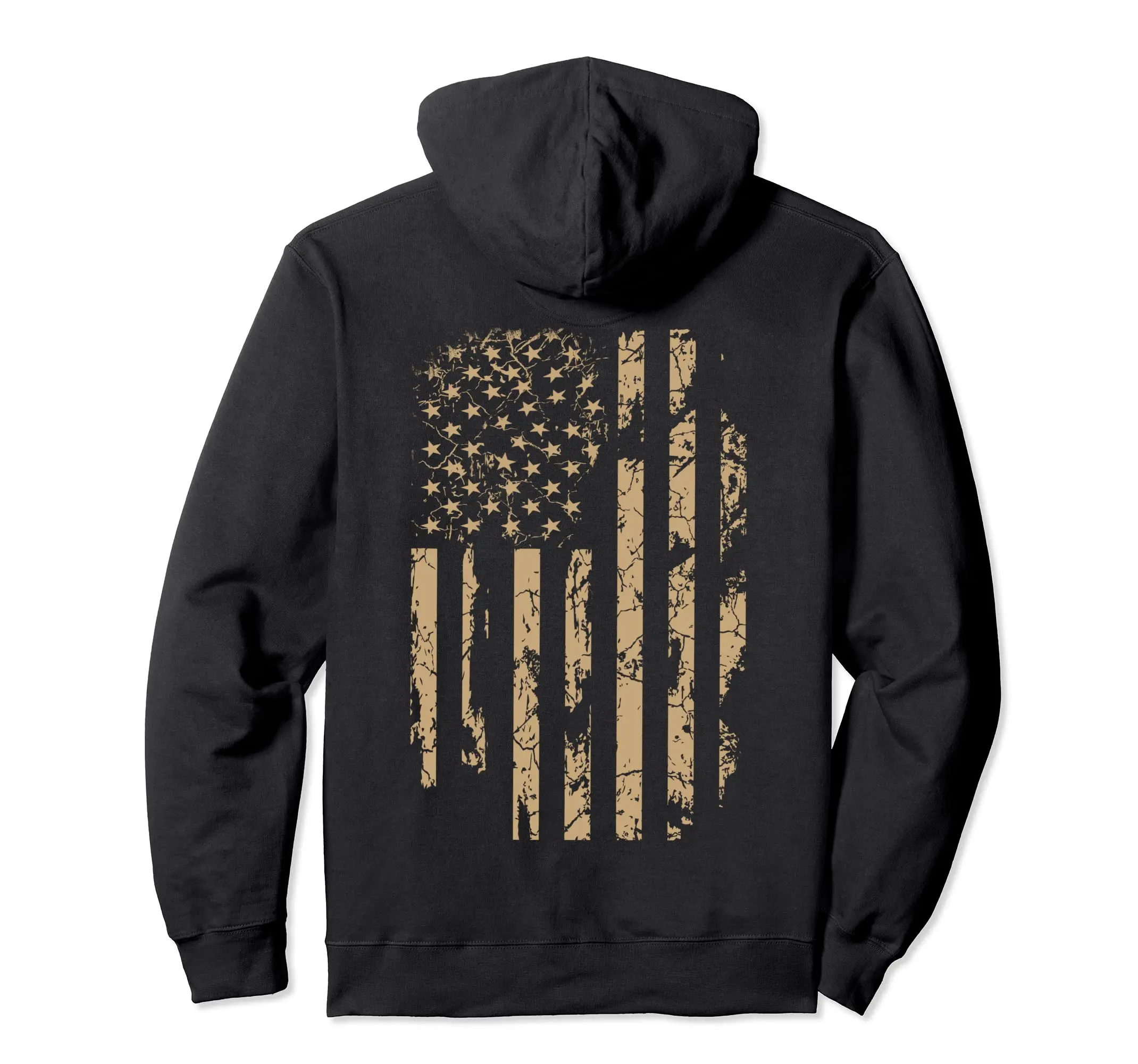 

Cotton USA Military Veteran Flag Distressed Gold Pullover Hoodie Men Women Hoodies Fashion Sweatshirt