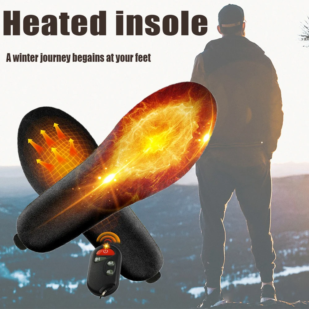 

2000mAh Heated Insole with Remote Control Insole Rechargeable Foot Warmer 3 Heating Settings Winter Electric Heated Insole