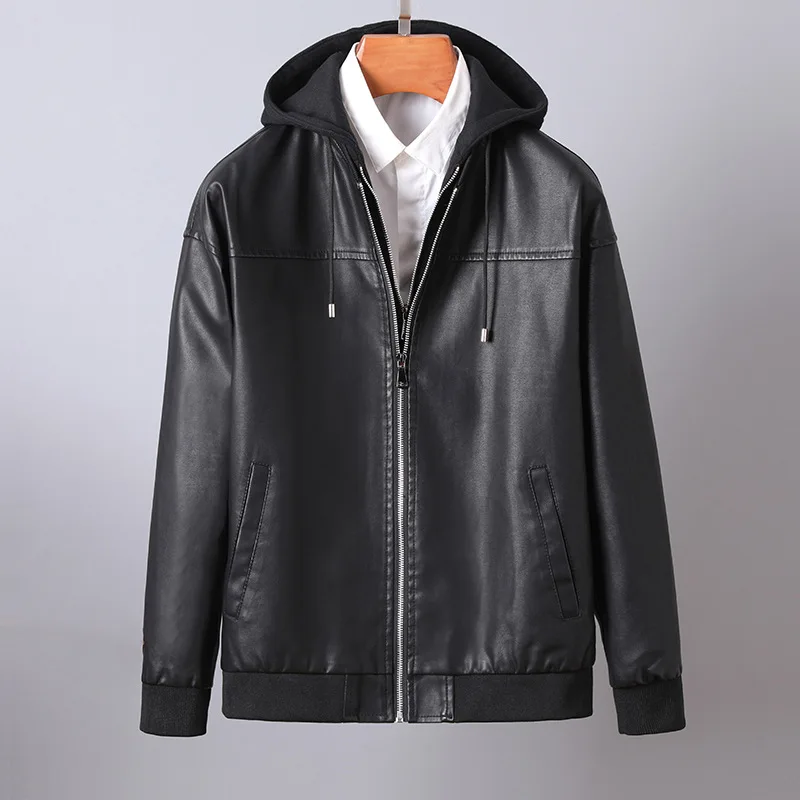 Autumn and Winter Men's Leather Coat Motorcycle Fashion Edition Fake Two Piece Hooded Coat Youth PU Leather Jacket for Men
Autumn and Winter Men's Leather Coat Motorcycle Fashion Edition Fake Two Piece Hooded Coat Youth PU Leather Jacket for Men
