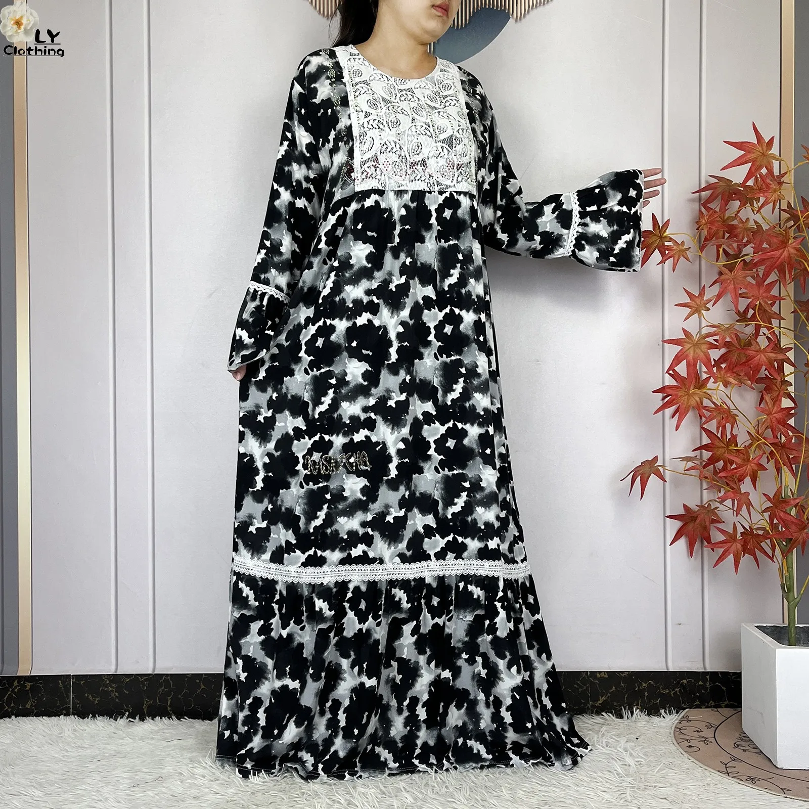 فستان نسائي جديد موضة 2026 بتصميم زهري وأكمام طويلة من القطن مع وشاح كبير، قفطان دبي، فستان فضفاض كاجوال، فساتين أفريقية فستان نسائي جديد موضة 2026 بتصميم زهري وأكمام طويلة من القطن مع وشاح كبير، قفطان دبي، فستان فضفاض كاجوال، فساتين أفريقية