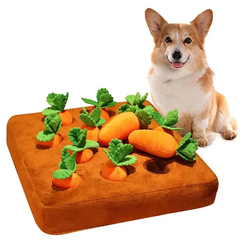 

Dog Snuffle Toys Interactive Hide And Seek Dog Feeding Mat 12 Squeaky Carrots Chewable Pet Plush Training Toys For Boredom