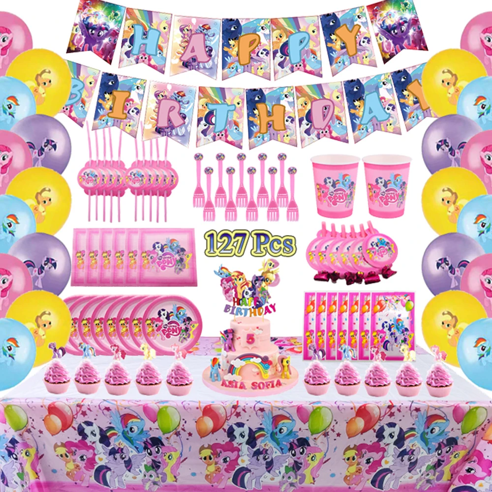 Cartoon Little Pony Theme Kids Birthday Party Set Paper Cup Plate Disposable Tableware Balloon Baby Shower Party Decor Supplies
Cartoon Little Pony Theme Kids Birthday Party Set Paper Cup Plate Disposable Tableware Balloon Baby Shower Party Decor Supplies