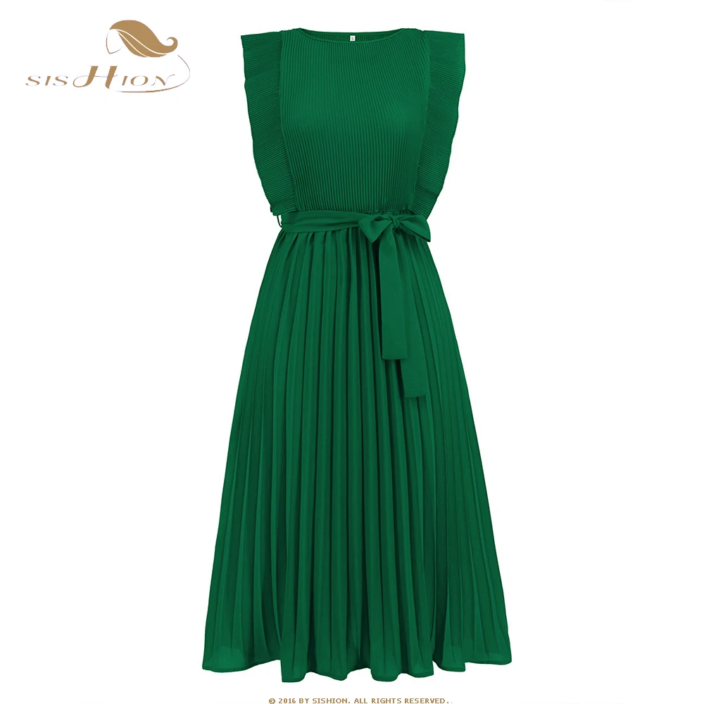 Solid Green Vintage Ruffle Sleeve Pleated Dress Elegant 2023 Women Summer O Neck Long Dresses Lady Party Casual Dress SR0109
Solid Green Vintage Ruffle Sleeve Pleated Dress Elegant 2023 Women Summer O Neck Long Dresses Lady Party Casual Dress SR0109