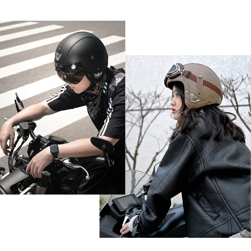 Electric Motorcycle Motorcycle Retro Four Seasons Leather Motorcycle Half Helmet Japanese Style Pedal Helmet
Electric Motorcycle Motorcycle Retro Four Seasons Leather Motorcycle Half Helmet Japanese Style Pedal Helmet