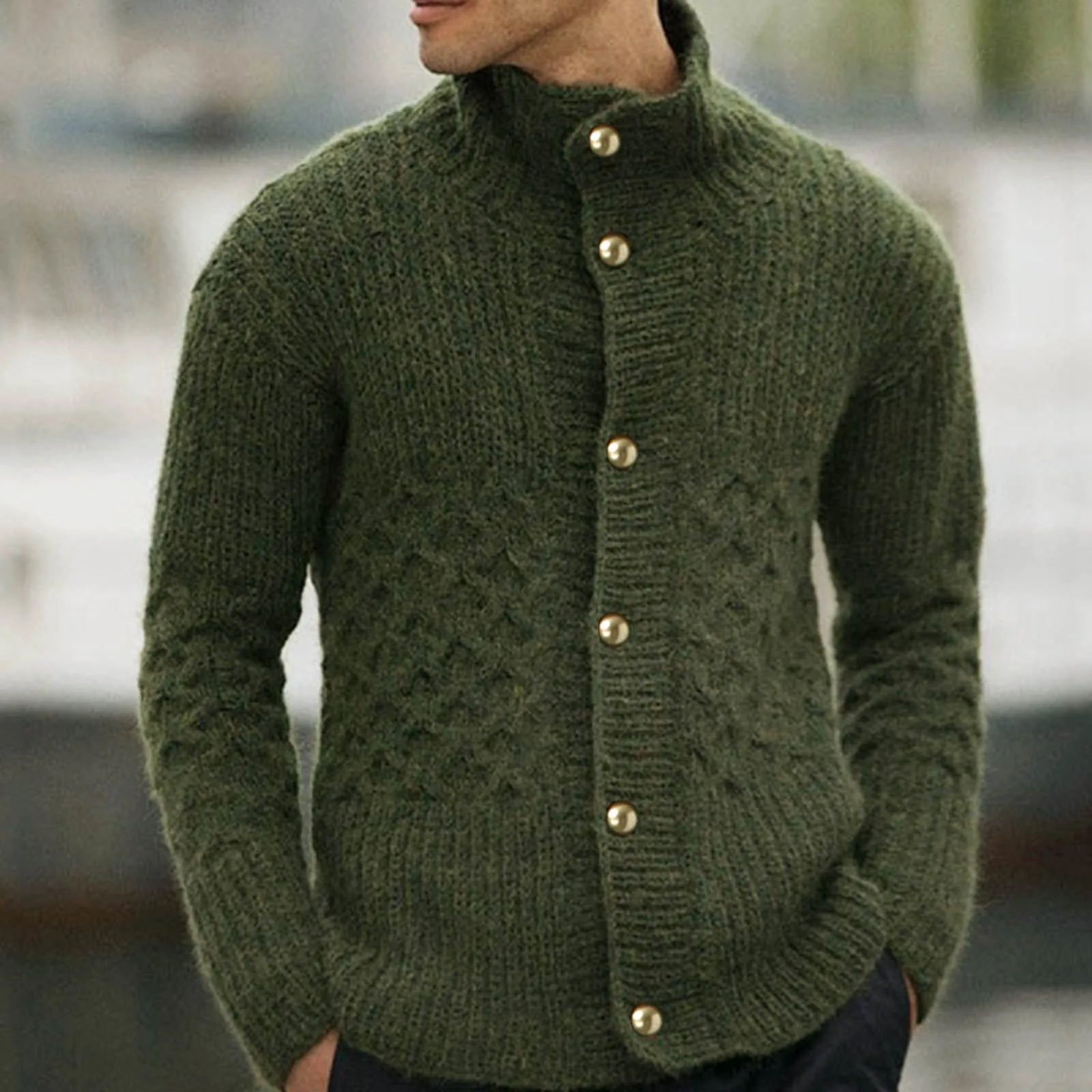 Men'S Turtleneck Sweater Solid Color Button Knitted Cardigan Coat Long-Sleeve Thick Pullover Autumn Spring Thermal Warm Clothing
Men'S Turtleneck Sweater Solid Color Button Knitted Cardigan Coat Long-Sleeve Thick Pullover Autumn Spring Thermal Warm Clothing