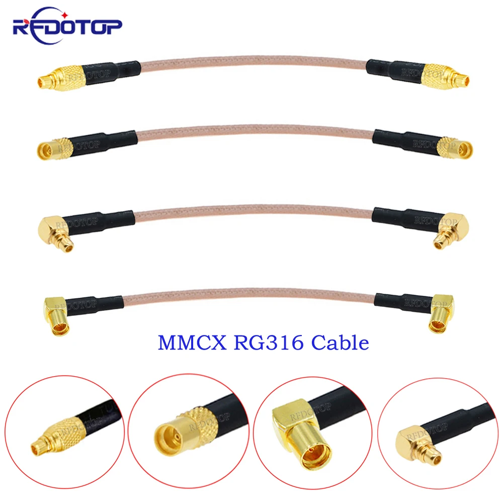 

2Pcs/Lot MMCX Male to MMCX Female Straight /Right Angle Connector 50 Ohm RG316 RF Coaxial Cable Pigtail Extension Coax Jumper