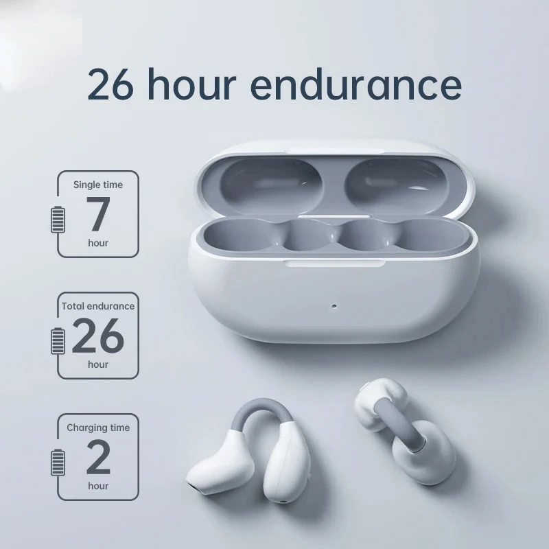 

Wireless Earphone Earclip Sport Bone Conduction Bluetooth5.3 Headphone Open Ear Waterproof Headset Built-in Mic