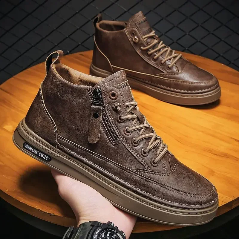 Fashion Leather Men's Shoes Thick Sole Warm Men Casual Sneakers 2023 Brand Winter High-top Basic Lace Up Male Work Shoes Botas
Fashion Leather Men's Shoes Thick Sole Warm Men Casual Sneakers 2023 Brand Winter High-top Basic Lace Up Male Work Shoes Botas